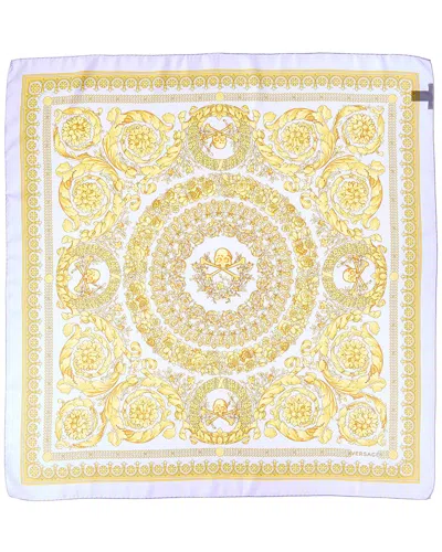 Versace Barocco Print Silk Scarf In Purple