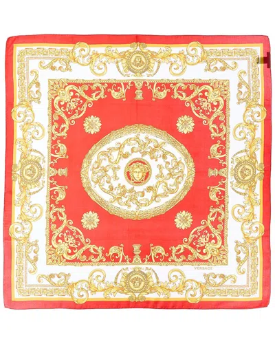Versace Barocco Print Silk Scarf In Red