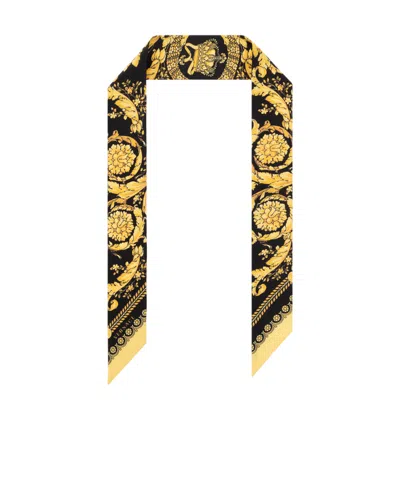 Versace Barocco-print Silk Scarf In White