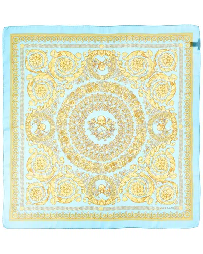 Versace Barocco Print Silk Scarf In Yellow