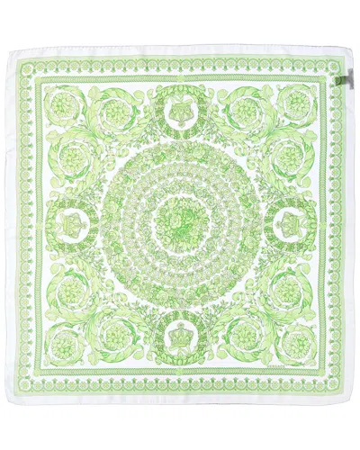 Versace Barocco Print Silk Scarf In Yellow
