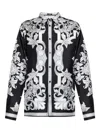 Versace Baroque Pattern Structured Collar Long Sleeves Shirt In Black