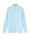 Versace Formal Shirt Silk Twill Fabric Baroque Print 92 In Blue