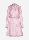 Versace Barocco-print Belted Silk Shirtdress In Pale Pink