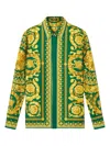 Versace Barocco-print Silk Shirt In Yellow