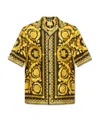 Versace Informal Shirt Silk Twill Fabric Barocco Print In Yellow