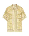 Versace Barocco-print Silk Shirt In Yellow