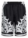 Versace Barocco-print Silk Shorts In Black