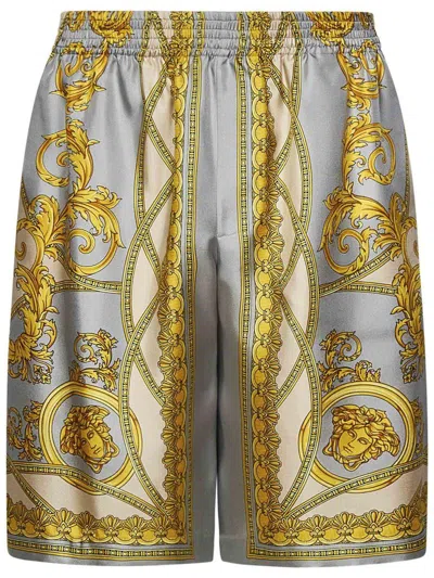 Versace Barocco Print Silk Shorts
