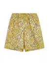 Versace Barocco-print Silk Shorts In Yellow