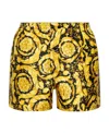 Versace Barocco-print Silk Boxers In Yellow