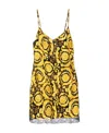 Versace Barocco Silk Camisole Minidress In Yellow