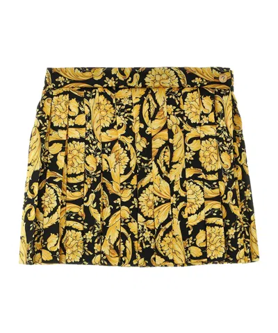 Versace Barocco-print Skirt In Yellow