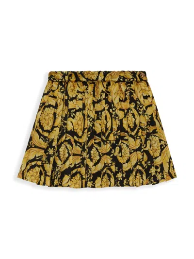 Versace Kids' Barocco-print Skirt In Yellow