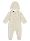 Versace Beige Cotton Barocco Babygrow Gift Set In White