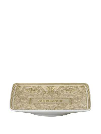 Versace Barocco-print Square Bowl (12cm) In Green