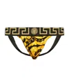 Versace Barocco Print Stretch Cotton Jockstraps In Black