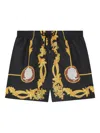Versace Elastic Waist Swim Trunks In 黑色
