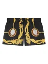 Versace Elastic Waist Swim Trunks In Black
