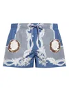 Versace Barocco-print Swim Shorts In Blue