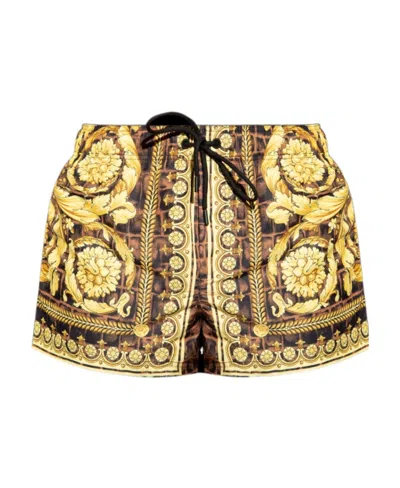 Versace Barocco-print Swim Shorts In Multicolor