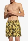 Versace Barocco-print Silk Boxers In Yellow