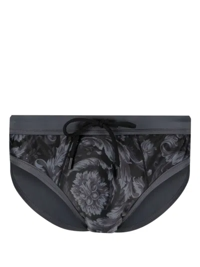 Versace Barocco Print Swimming Trunks In Black