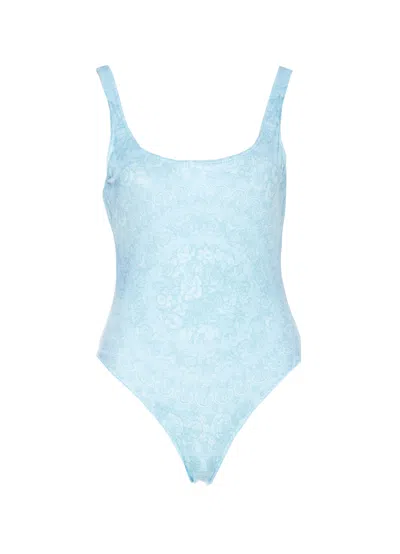 Versace Barocco Print Swimwear One-piece In Blue