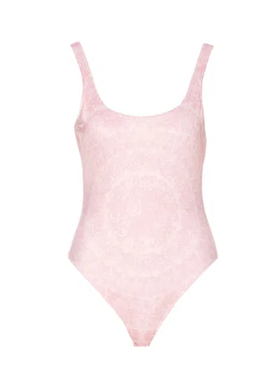 Versace Barocco Print Swimwear One-piece In Pink