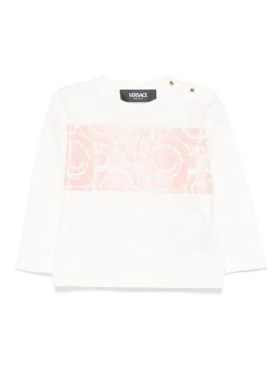 Versace Babies' Barocco-print T-shirt In 2w310