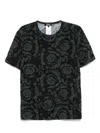 Versace Barocco Print Crewneck Undershirt In Black