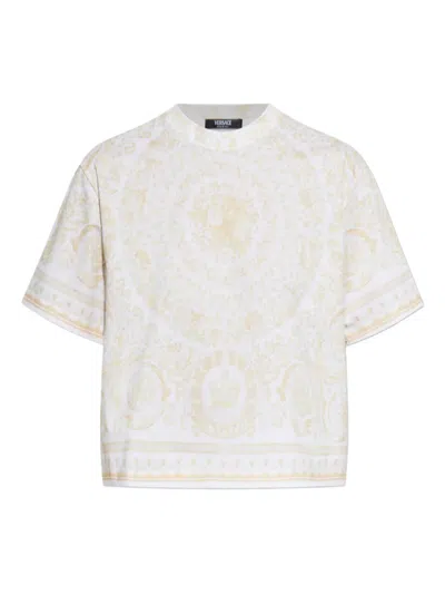Versace Barocco-print T-shirt In White