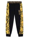 Versace Boy's Logo-print Barocco Trim Sweat Pants In Black