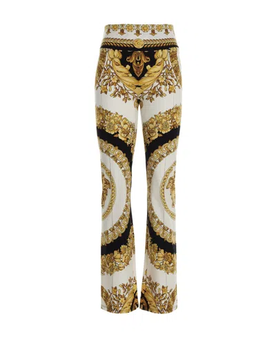 Versace Barocco-print Trousers In Brown