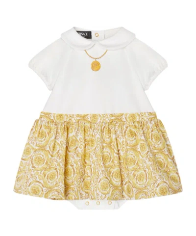 Versace Barocco-printed Baby Dress In Multi