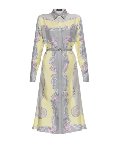 Versace Sheer Fabric Knee-length Long Sleeves Dress In Multi