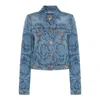 VERSACE BAROCCO-PRINTED BUTTON-UP DENIM JACKET