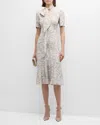 Versace Barocco Printed Crepe De Chine Dress In Concretebone