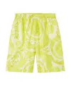 Versace Barocco-printed Elasticated Waistband Shorts In Yellow