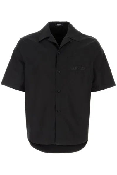 VERSACE BAROCCO-PRINTED SHORT-SLEEVED POPLIN SHIRT