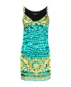 Versace Green Baroccodile Medusa '95 Minidress In Green