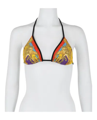 Versace Barocco Printed Triangle Bikini Top In Multi