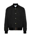 Versace Quilted Barocco Bomber Jacket With Jewel Buttons In Black