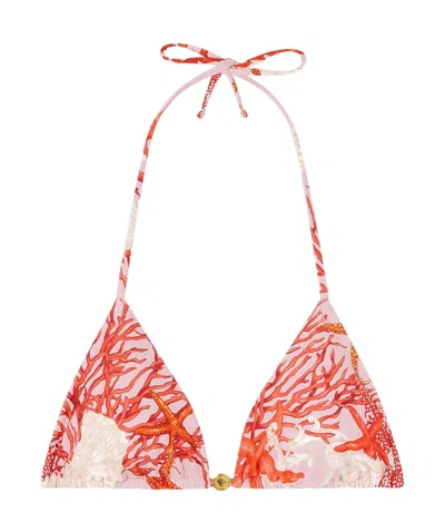 Versace Barocco Sea Bikini Top In Red