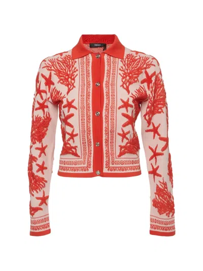 Pre-owned Versace Barocco Sea Cardigan In Orange