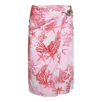 Versace Sea Life-print Midi Skirt In Multi