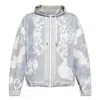 Versace Barocco Sea Hooded Windbreaker Jacket In Blue
