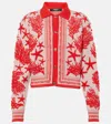 Versace Ocean Jacquard Cardigan In Pink