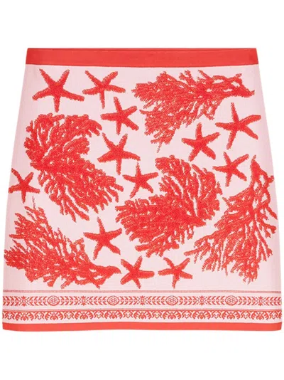 Versace Sea Knit Mini Skirt With Barocco Motifs In Multi