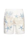Versace Barocco Sea-print Cotton Shorts In White